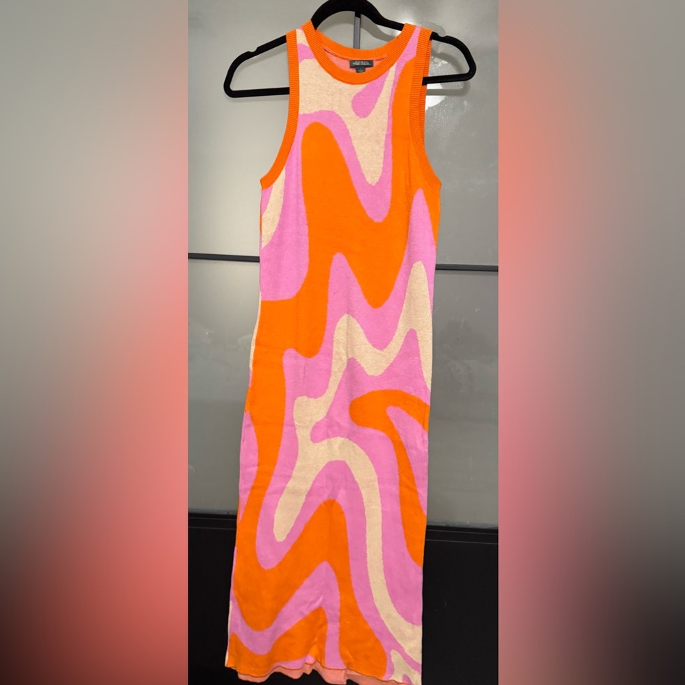 Wild Fable Orange and Pink Swirl Midi Dress
